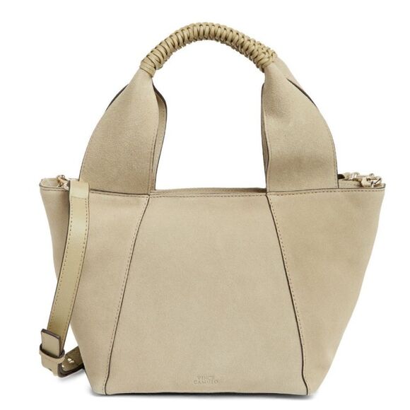 VINCE CAMUTO Janya Top Handle Leather Crossbody Tote Hobo Bag, Khaki, NWT - Picture 3 of 17